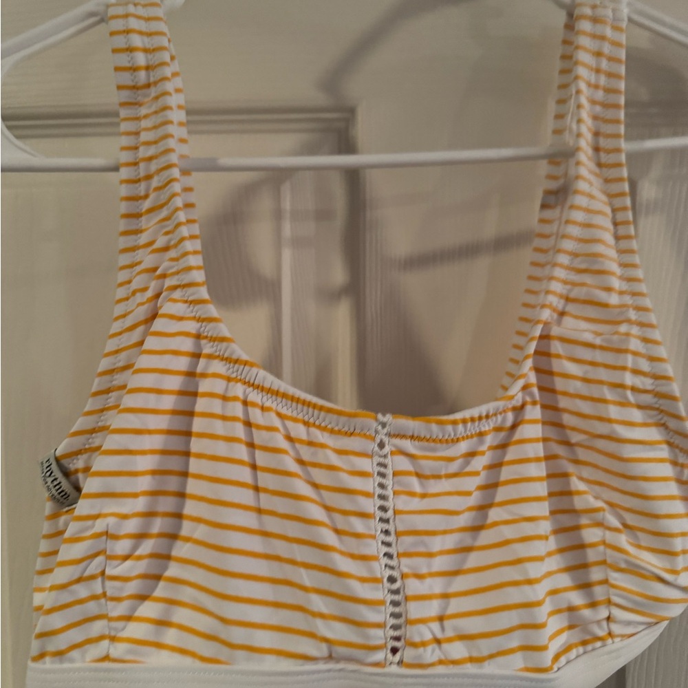 Rhythm Striped Yellow and White Swim Top